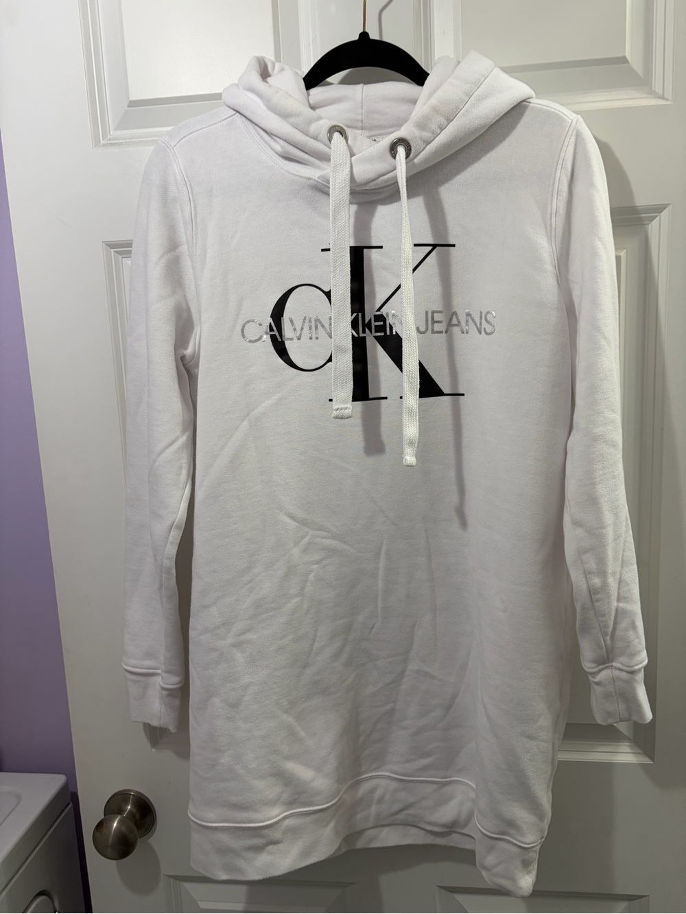 Calvin Klein White Tunic Style Hoodie Size Medium